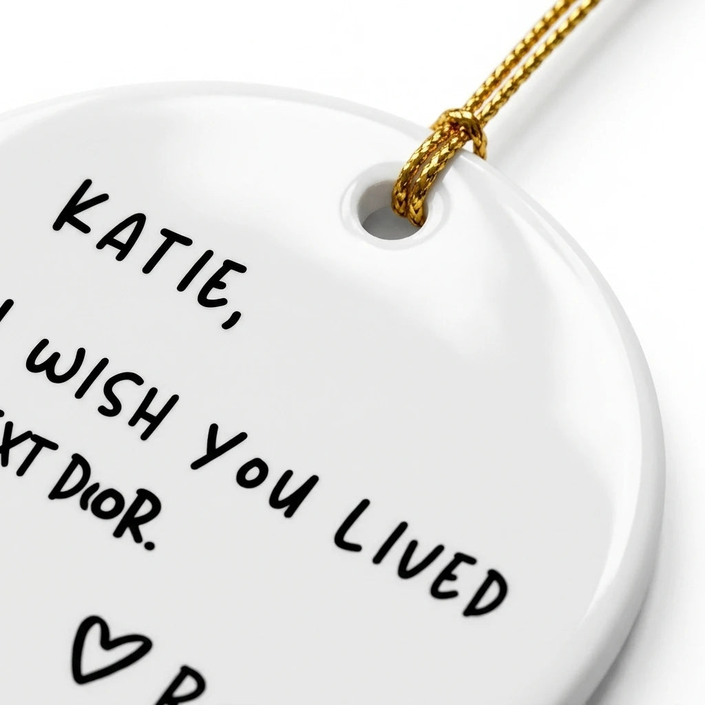 i wish you lived next door personalized ornament detail