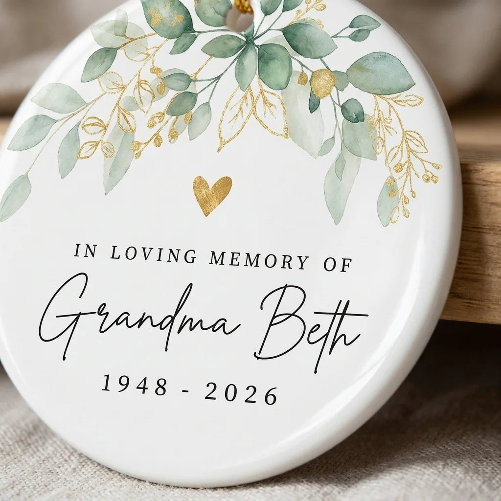 in loving memory of grandma memorial personalized ornament detail