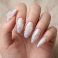 ivory 3d french tip almond press on nails crystal bow butterfly lifestyle 02