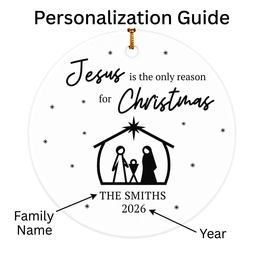 jesus is the reason for christmas christian family personalized ornament guide