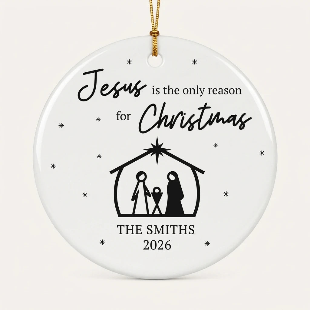 jesus is the reason for christmas christian family personalized ornament hero