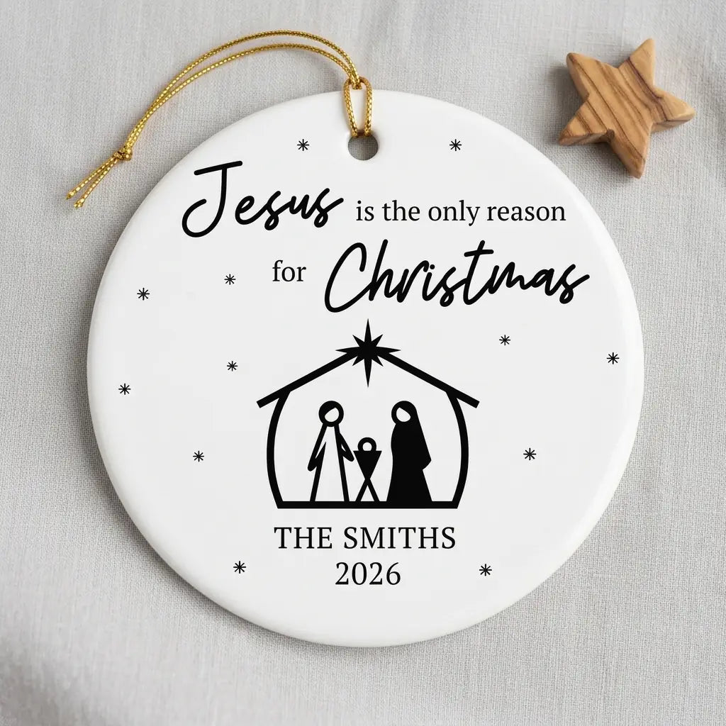 jesus is the reason for christmas christian family personalized ornament lifestyle 2