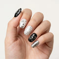 jet black milky white silver 3d y2k oval press on nails star planet stud mockup 01