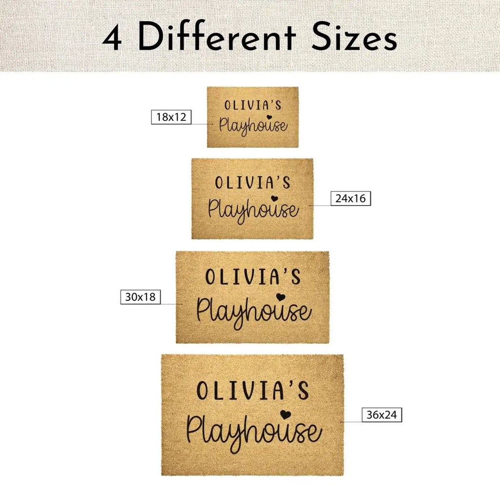 kids playhouse custom name personalized doormat flat lay 04