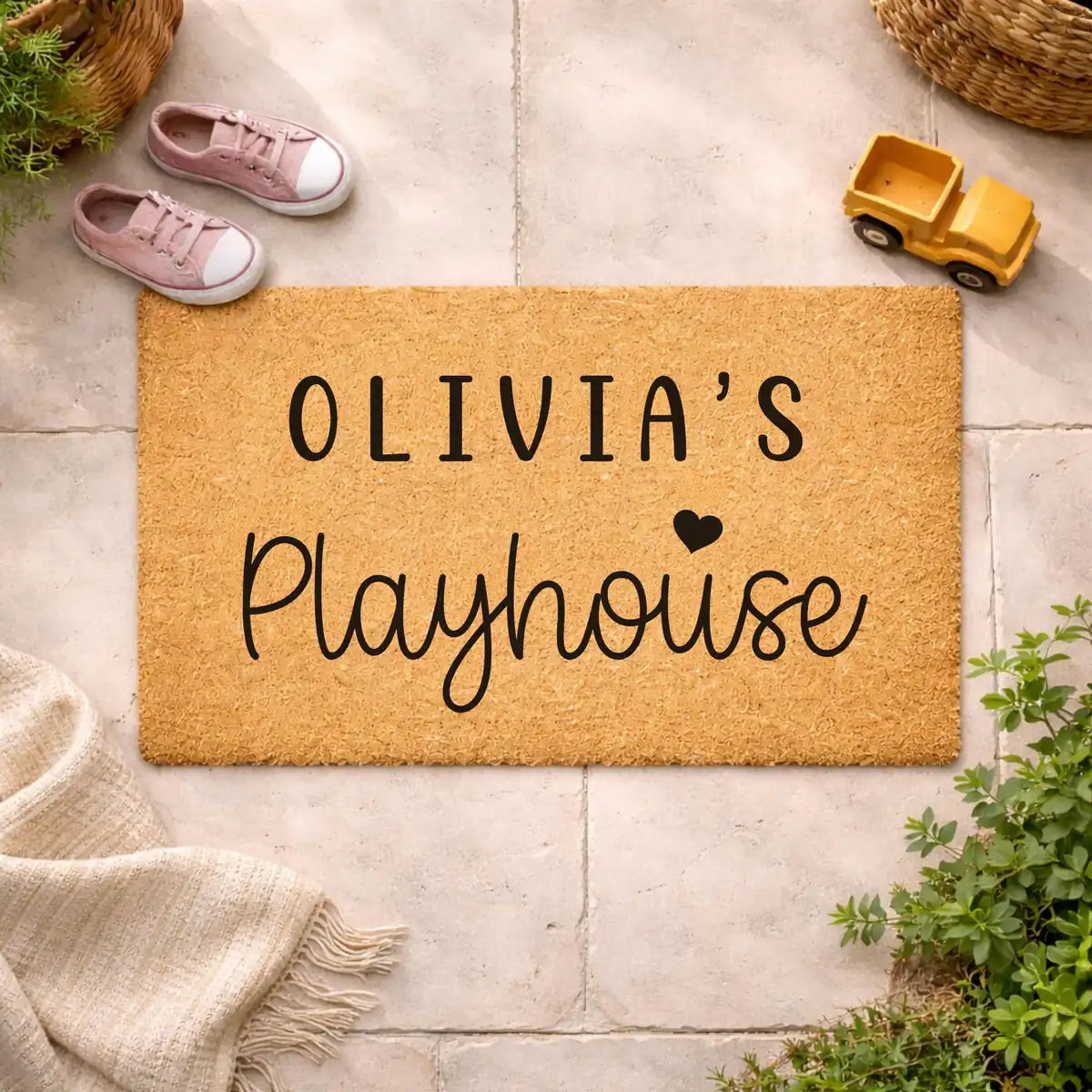 kids playhouse custom name personalized doormat hero 01