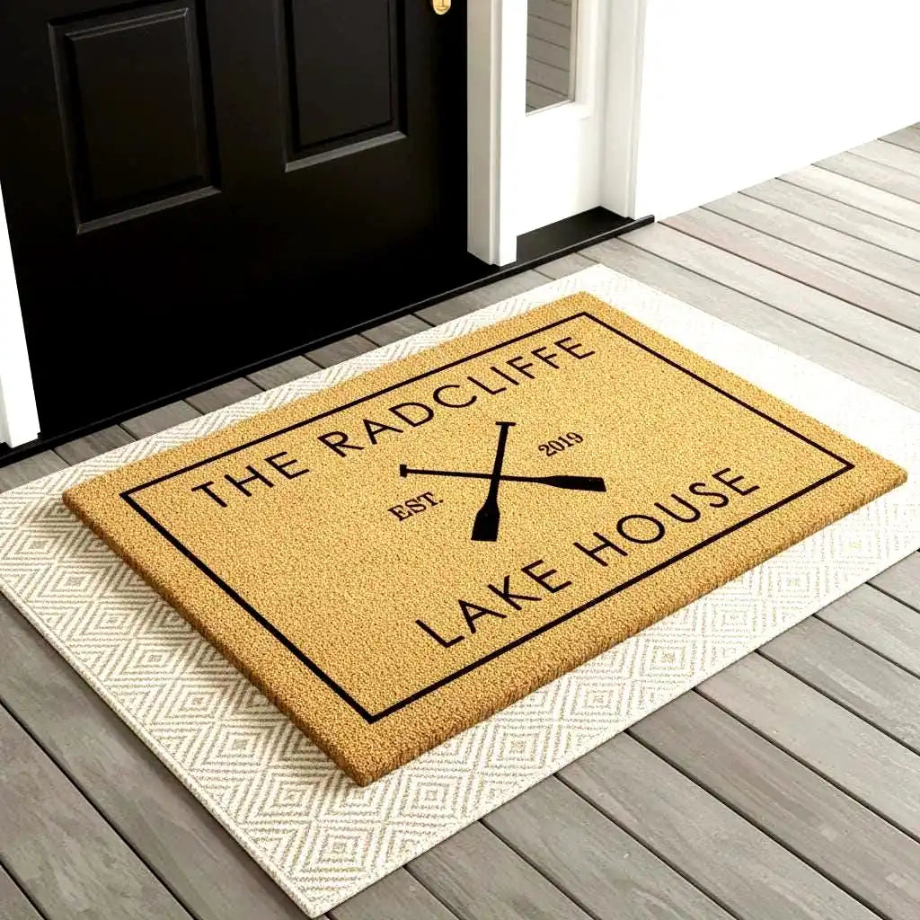 lake house welcome custom family name personalized doormat detail 03