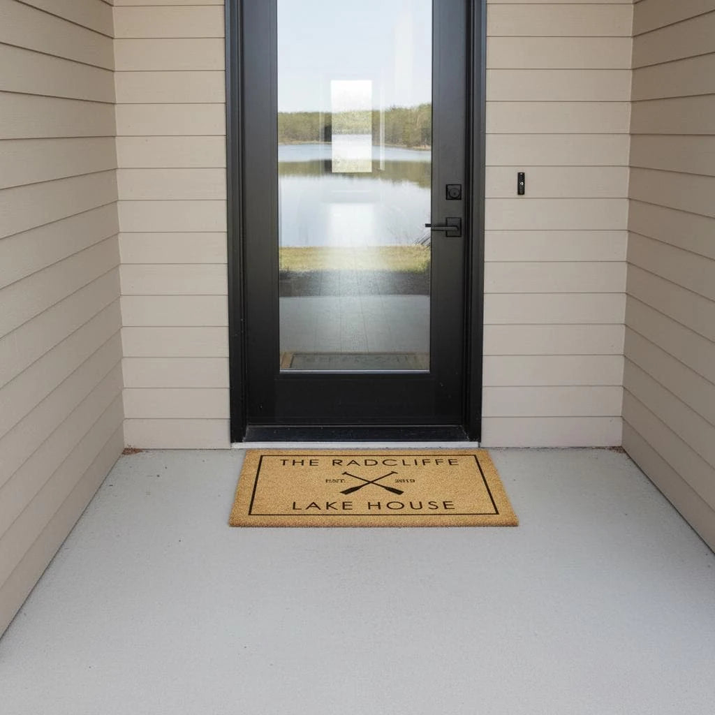 lake house welcome custom family name personalized doormat detail 08