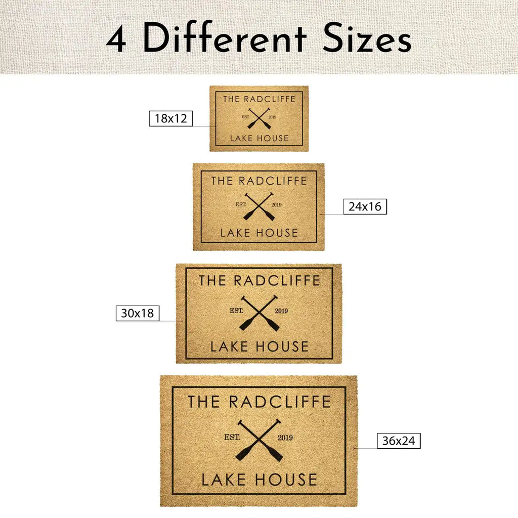lake house welcome custom family name personalized doormat flat lay 04