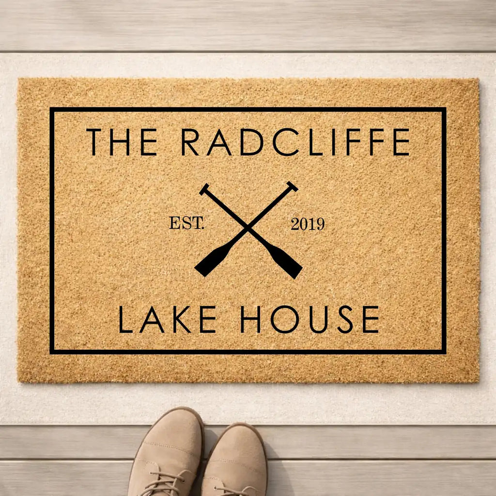 lake house welcome custom family name personalized doormat hero 01