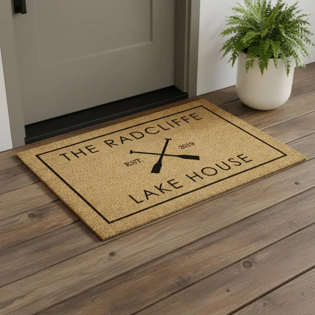 lake house welcome custom family name personalized doormat size chart 05