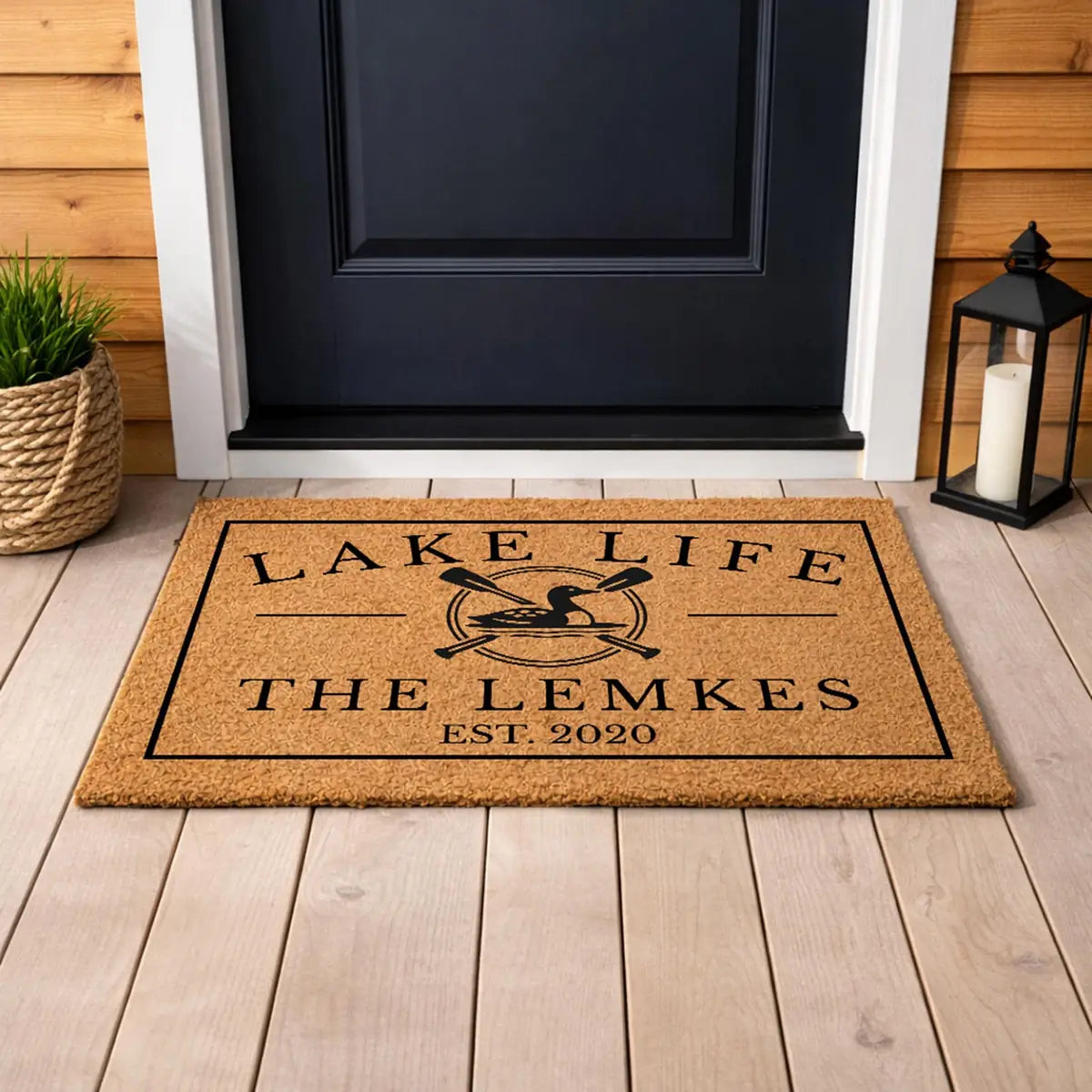 lake life custom family name personalized doormat detail 03