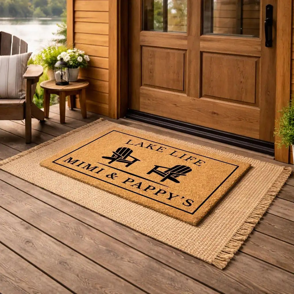 lake life grandparent grandma grandpa welcome personalized doormat measure 06