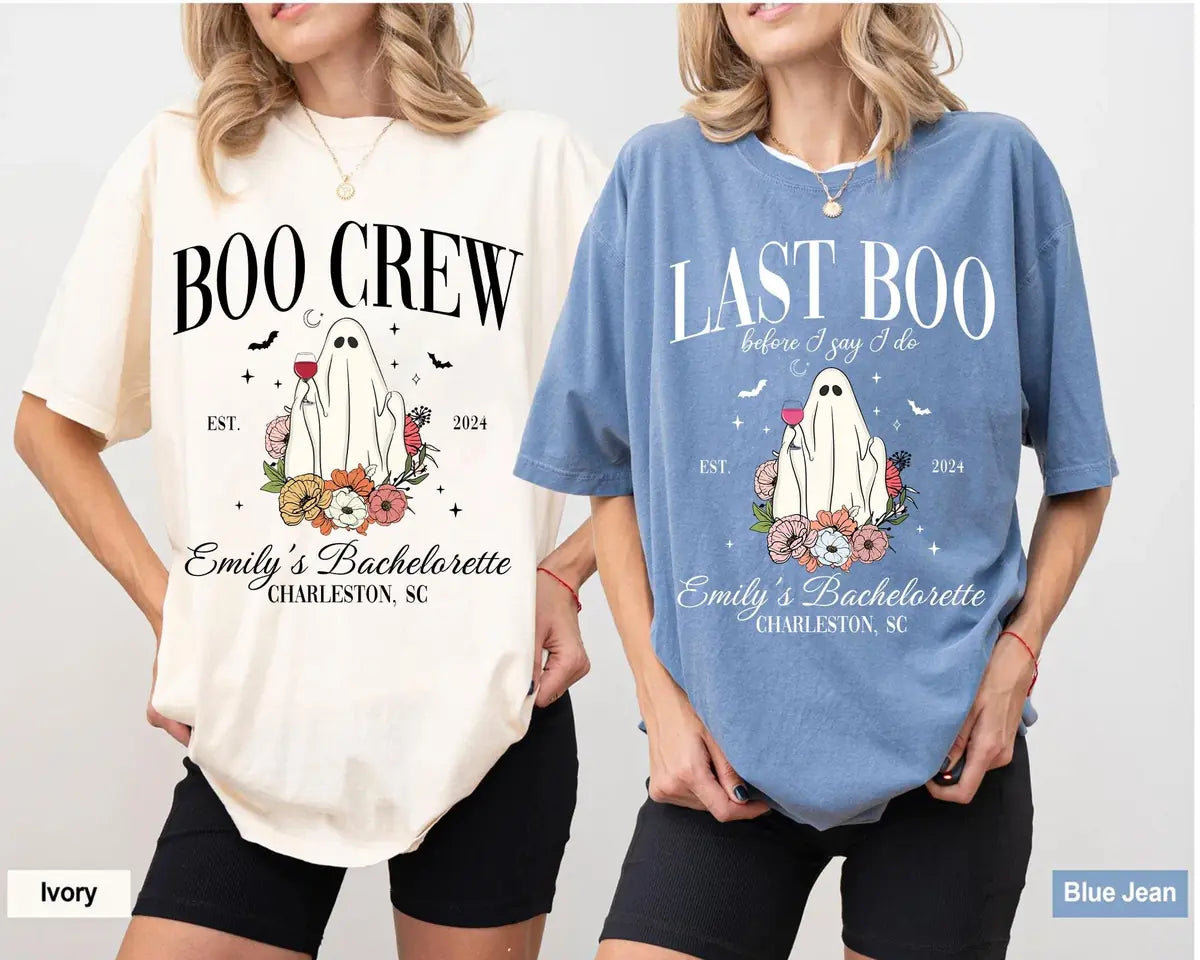 last boo spooky ghost custom text bachelorette party comfort colors t shirt color chart