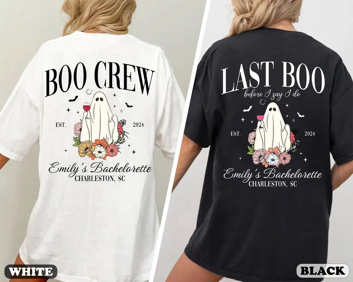 Last Disco - Custom Text - Halloween Bachelorette Party Comfort Colors T-Shirt - Comfort Colors T-Shirt Mockup Image