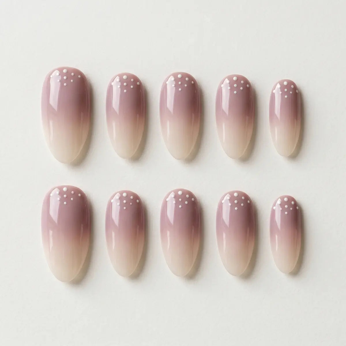 lavender dew ombre almond long press on nails white dot mockup 01