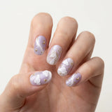 lavender purple milky white 3d cat eye oval press on nails unicorn moon cloud glitter lifestyle 02