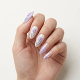 lavender purple milky white 3d ombre almond press on nails tulip glitter lifestyle 02
