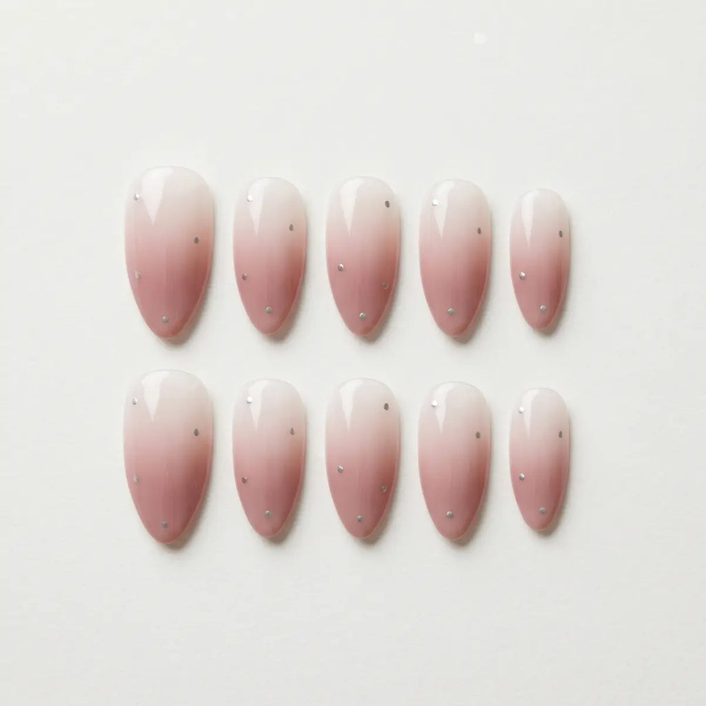 lavender star ombre almond long press on nails silver dot mockup 01