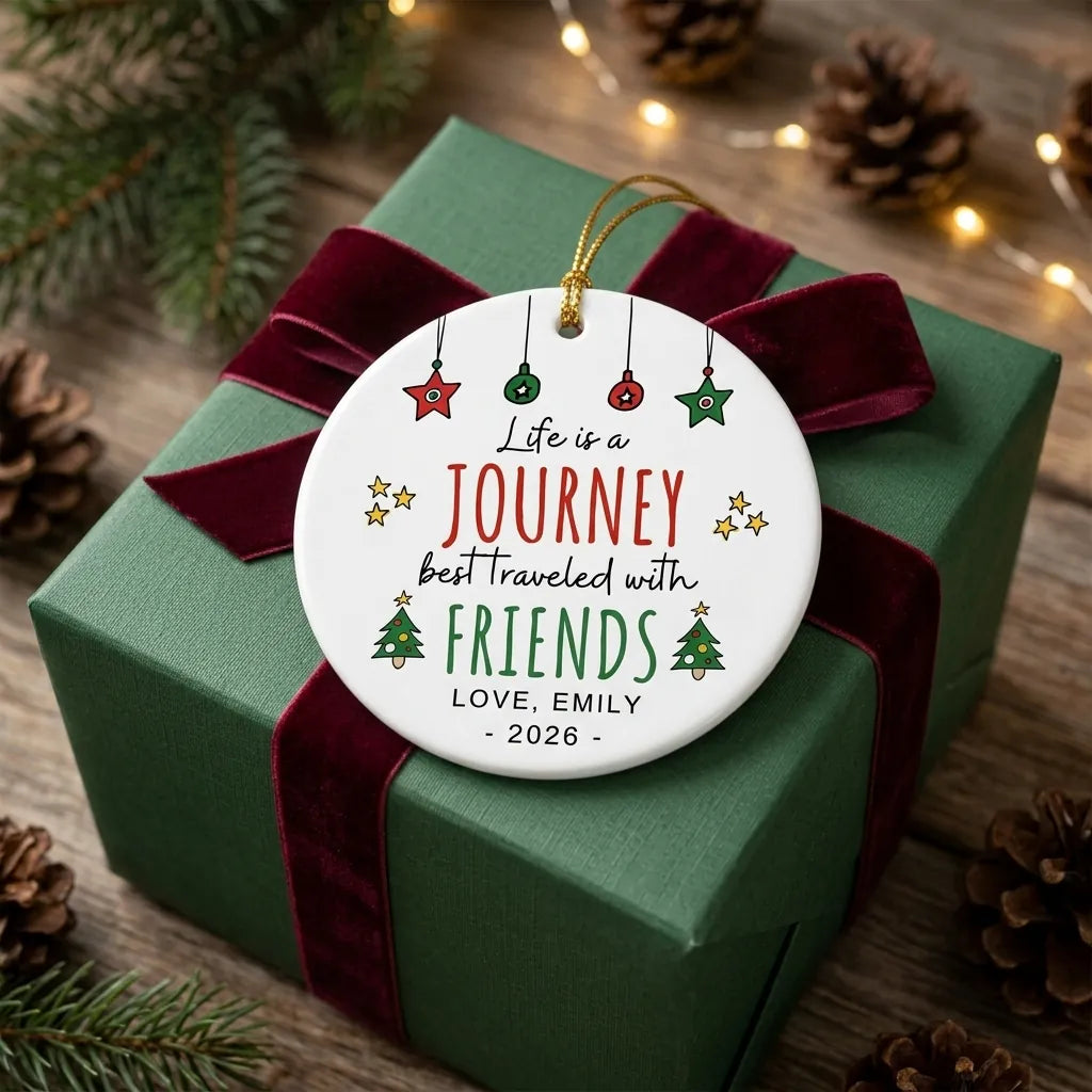 life is a journey best traveled with friends friend personalized ornament gift