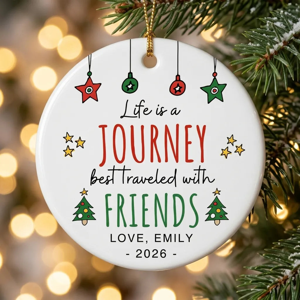 life is a journey best traveled with friends friend personalized ornament tree