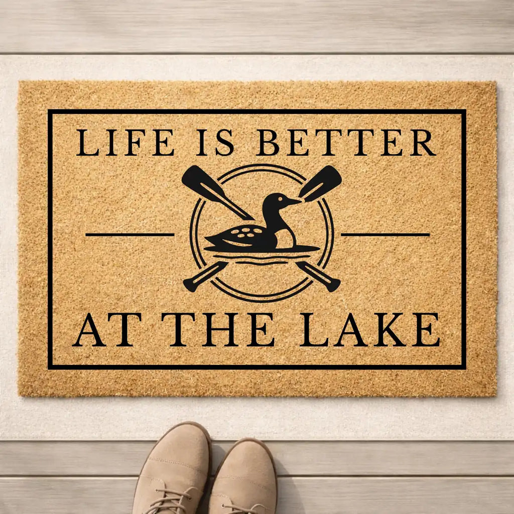 life is better at the lake lake house welcome personalized doormat hero 01