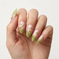 lime green pastel pink 3d aura almond press on nails celestial constellation detail 03