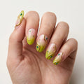 lime green pastel pink 3d aura almond press on nails celestial star glitter detail 03