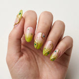 lime green pastel pink 3d aura almond press on nails celestial star glitter detail 03