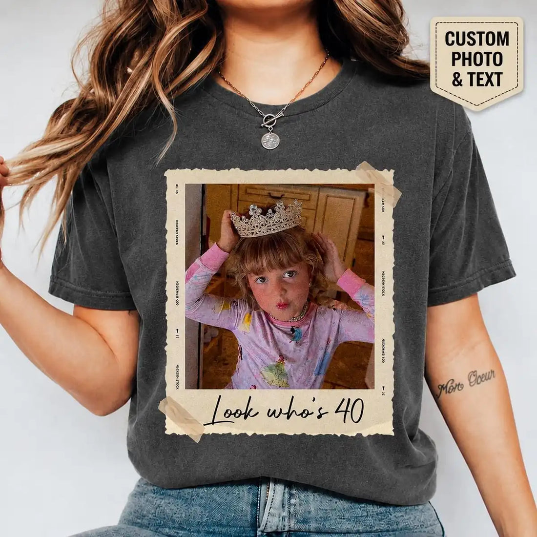 look-whos-fortunate-vintage-custom-photo-text-milestone-birthday-comfort-colors-t-shirt custom photo Comfort Colors T-Shirt model mockup preview 07