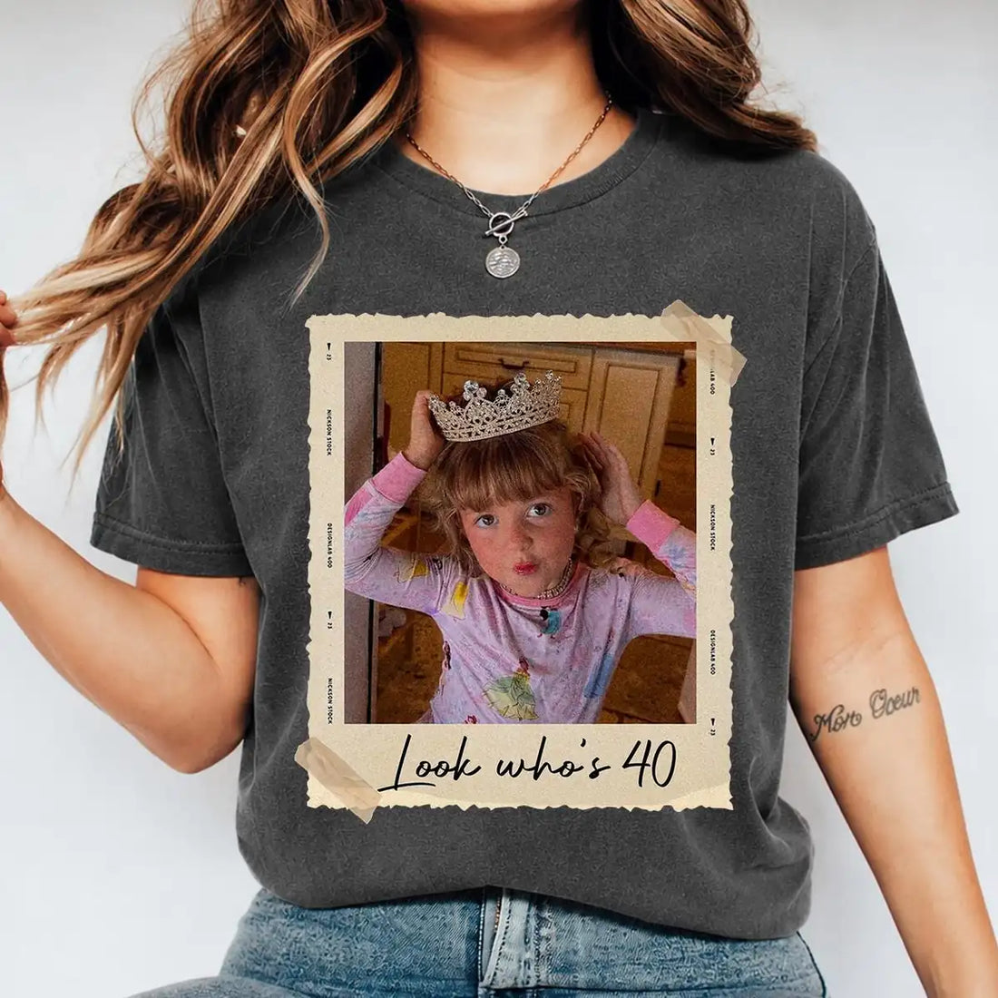 look-whos-fortunate-vintage-custom-photo-text-milestone-birthday-comfort-colors-t-shirt custom photo Comfort Colors T-Shirt model mockup preview 07