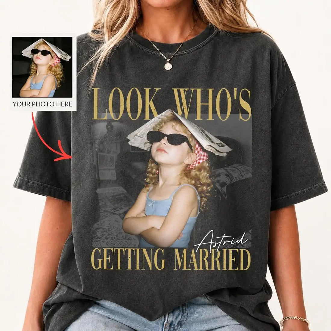 look-whos-getting-married-custom-photo-bachelorette-party-comfort-colors-t-shirt custom photo Comfort Colors T-Shirt model mockup preview 02