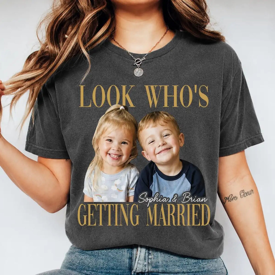 look-whos-getting-married-portrait-custom-photo-names-bachelorette-party-comfort-colors-t-shirt custom photo Comfort Colors T-Shirt model mockup preview 03