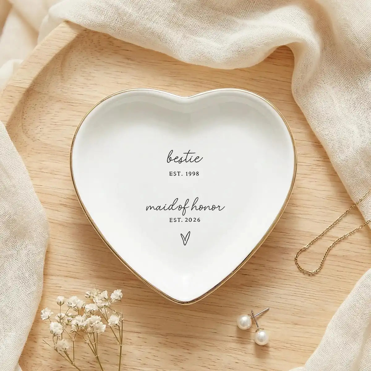 Maid of Honor Proposal Gift, Jewelry Dish for Maid of Honor, Best Friend Wedding Gift in gift packaging