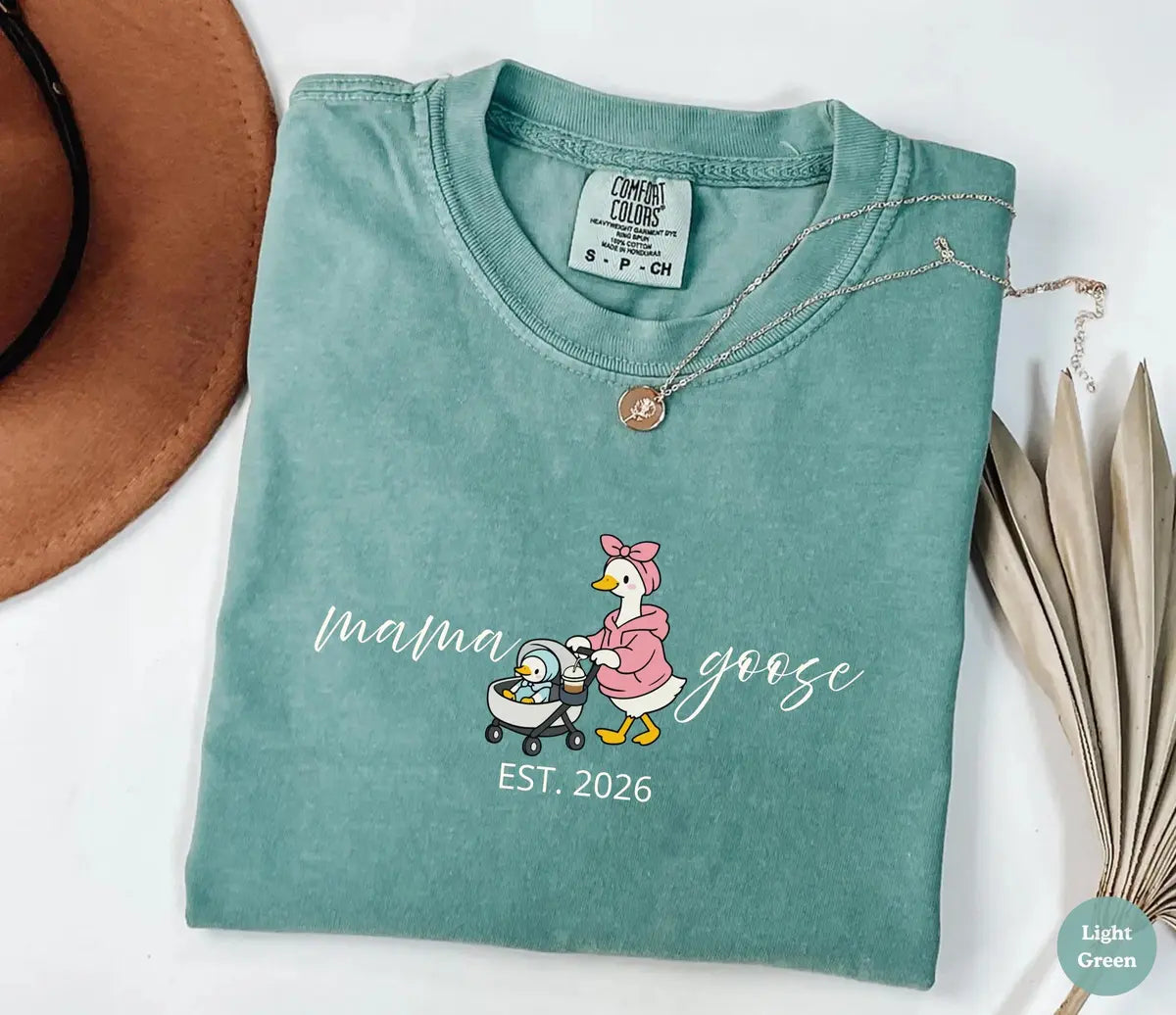 Mama Goose graphic Comfort Colors T-shirt, additional product photograph.