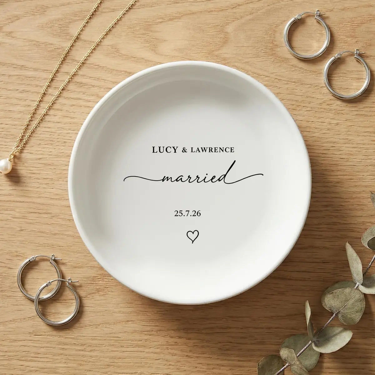 Married Ring Dish with Names & Date, Married Couple Keepsake, Custom Jewelry Dish variant