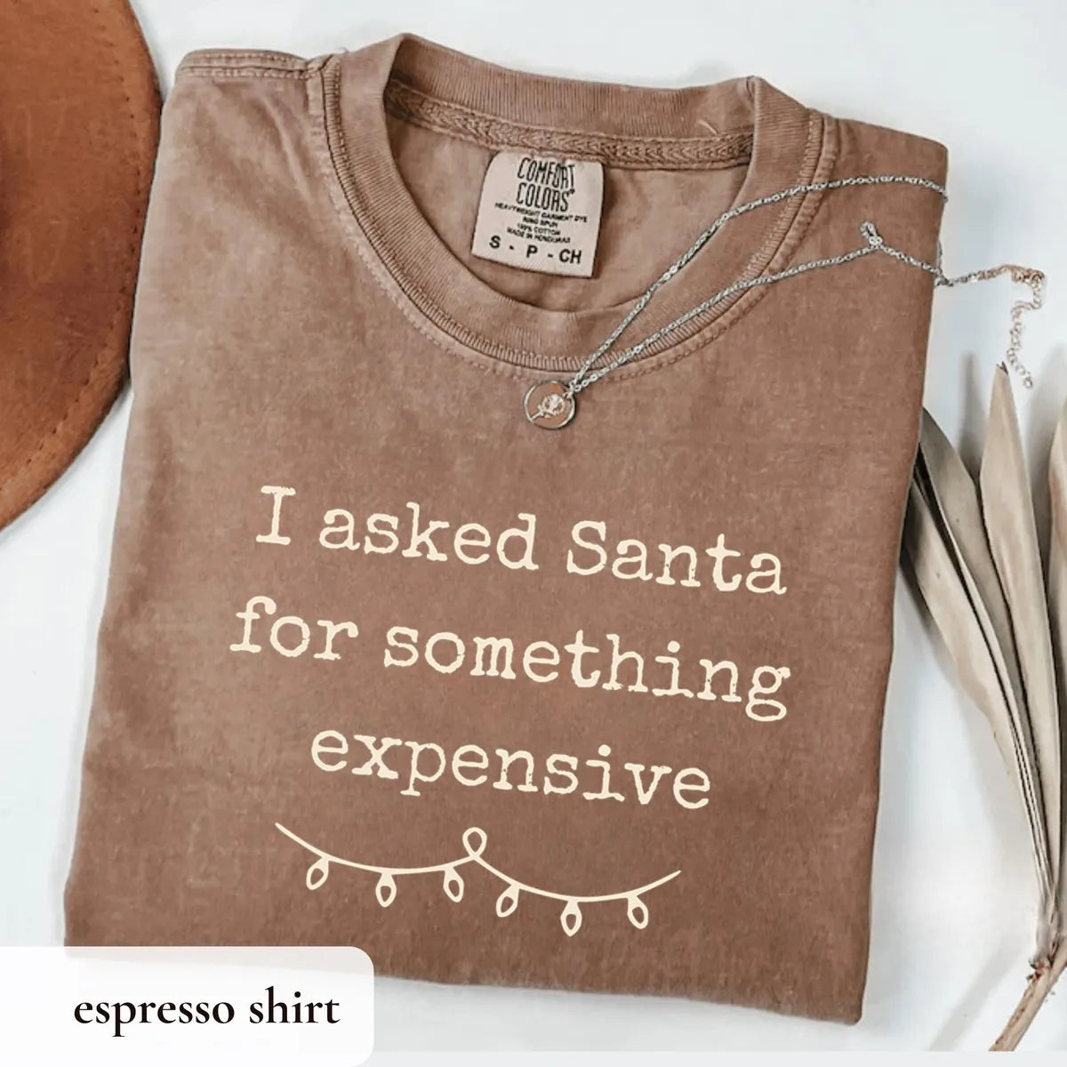 Matching Christmas Couple Shirts graphic Comfort Colors T-shirt in Espresso, additional product photograph.