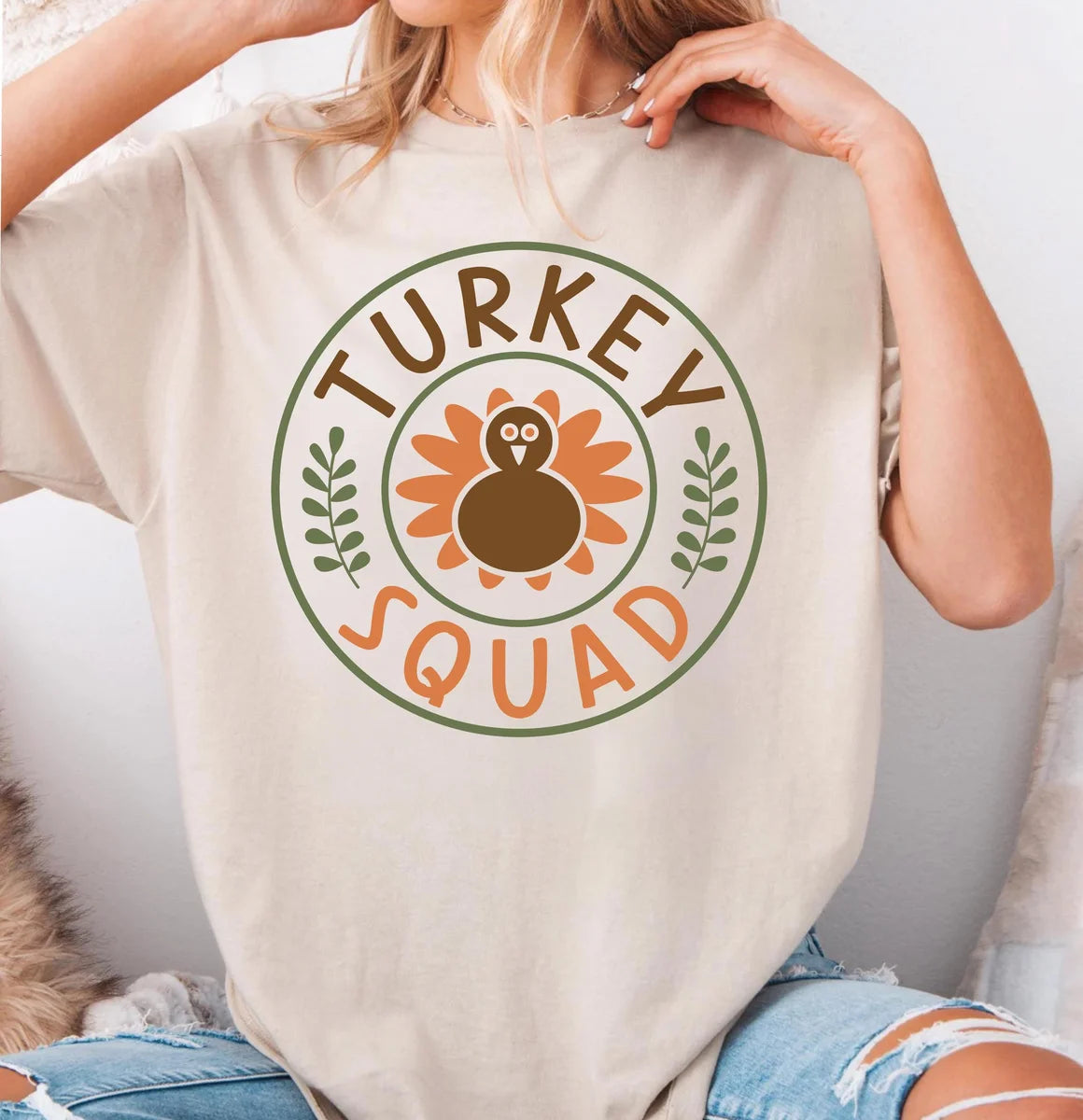 Comfort Colors T-shirt with Matching Thanksgiving printed design, featured shirt mockup.