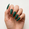 matte emerald green solid color almond press on nails detail 03