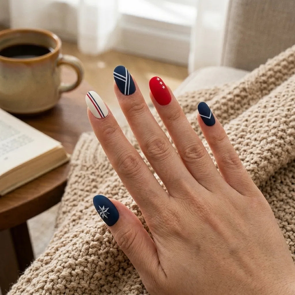 matte hand painted 4th of july almond press on nails liberty star mockup 03