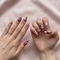 mauve cat eye almond press on nails 3d silver heart pearl mockup 01