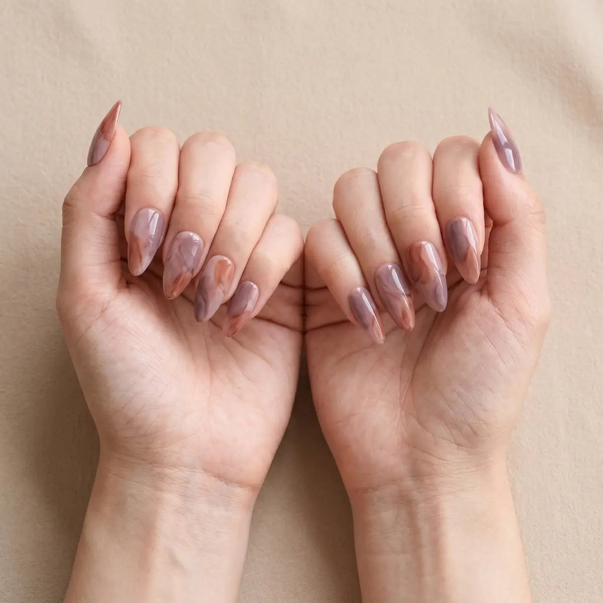 mauve mist marble almond long press on nails flat lay 02