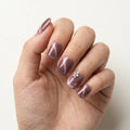 mauve pink cat eye square short press on nails rhinestone star flat lay 03