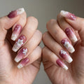 mauve rose 3d coffin long press on nails white lily dewdrop mockup 01