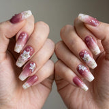 mauve rose 3d coffin long press on nails white lily dewdrop mockup 01