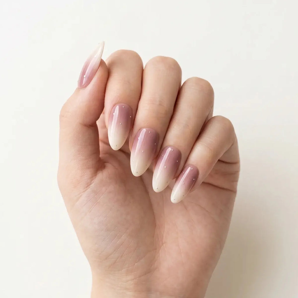 mauve white ombre almond press on nails silver dot mockup 01