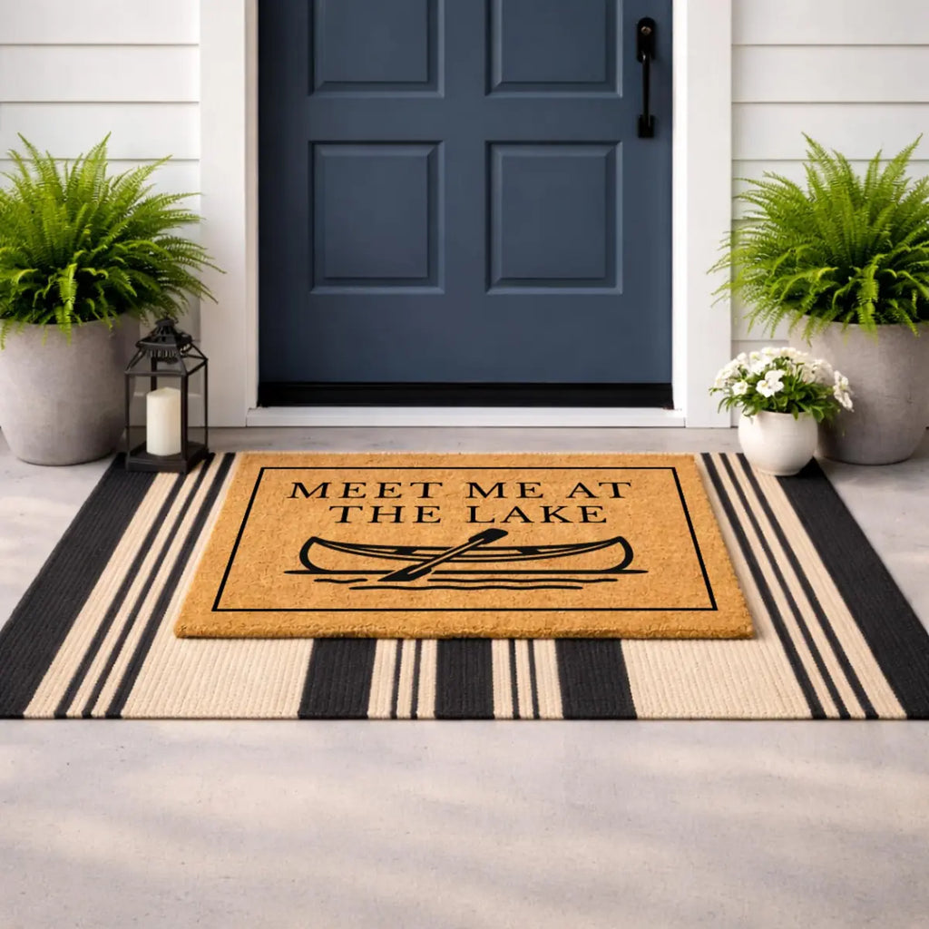 meet me at the lake canoe lake house welcome personalized doormat measure 06