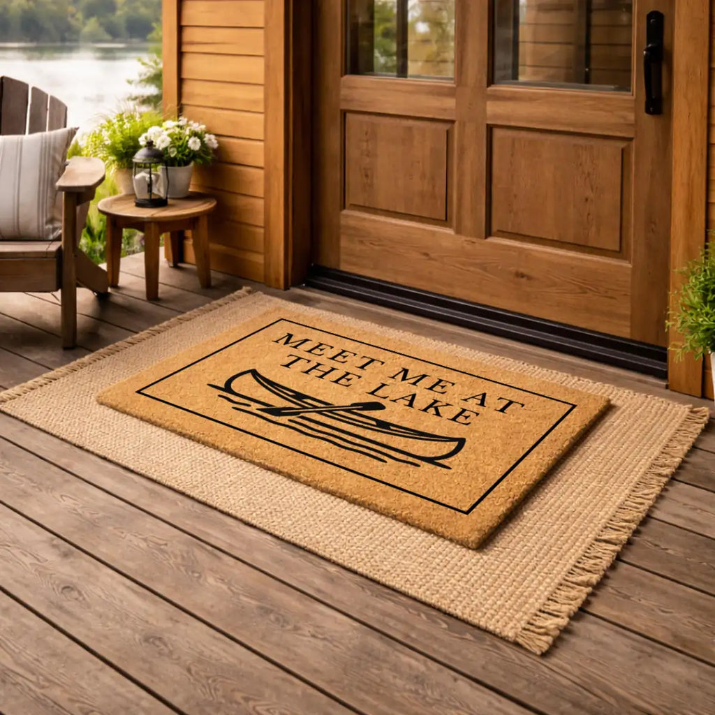 meet me at the lake canoe lake house welcome personalized doormat size chart 05