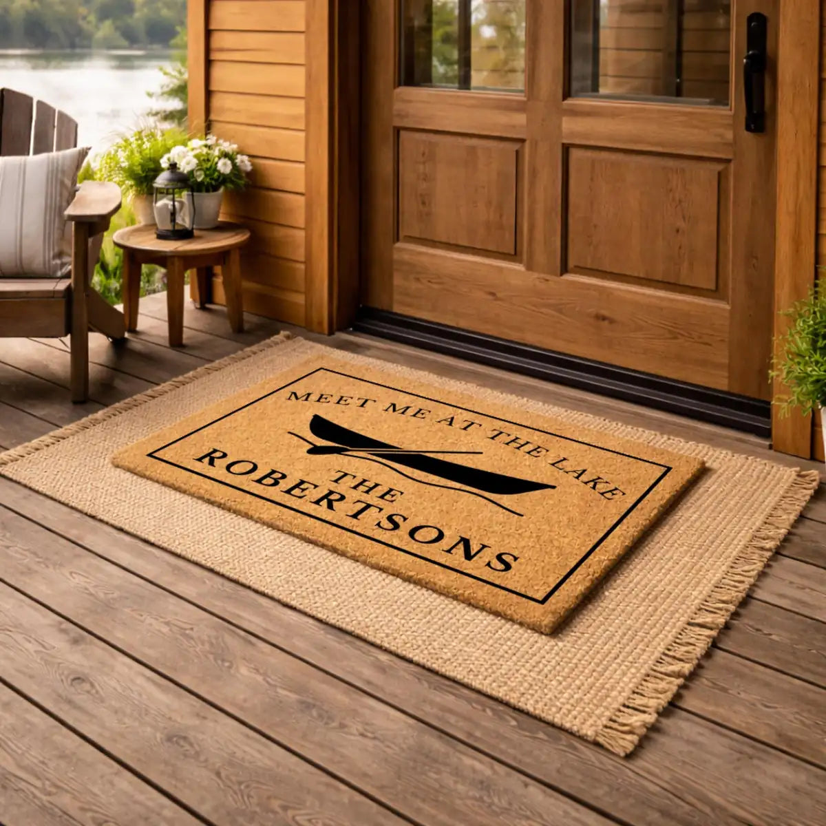 meet me at the lake custom family name personalized doormat detail 03