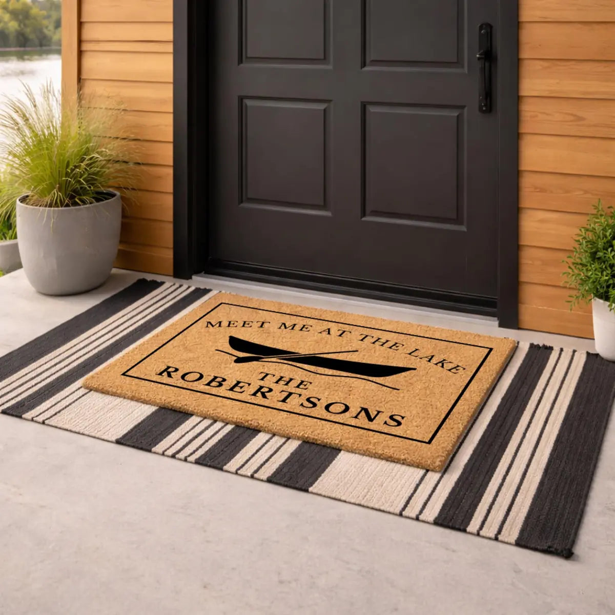 meet me at the lake custom family name personalized doormat measure 06