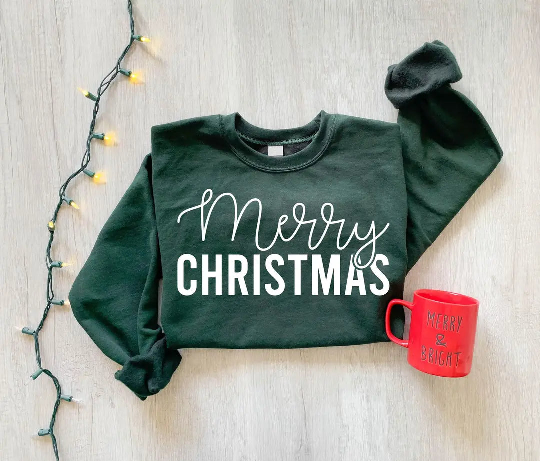 Merry Christmas Crewneck Sweatshirt alternate product view.